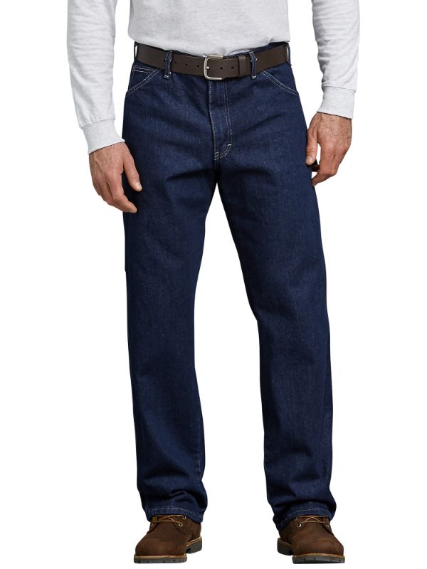 Photo 1 of [Size 33x32] Dickies Men's Relaxed Fit Carpenter Heavyweight Denim Jeans - Rinsed Indigo Blue 