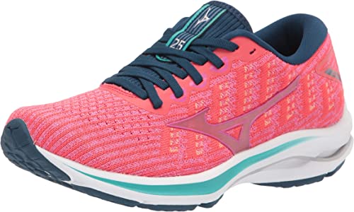 Photo 1 of [Size 7.5] Mizuno womens Wave Rider 25 Running Shoe, Cayenne-phlox Pink, 7.5 US