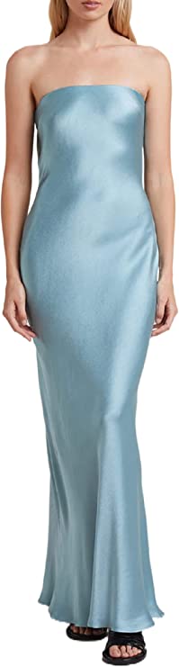 Photo 1 of [Size S] Women Off Shoulder Tube Dresses Sleeveless Strapless Midi Dress Sexy Backless Maxi Long Dress Fashion Streetwear
