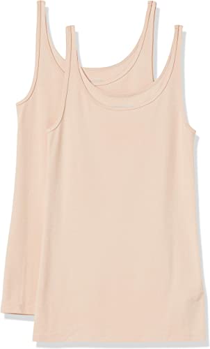 Photo 1 of [Size L] Amazon Essentials Women's Slim-Fit Thin Strap Tank, Pack of 2- Light Beige