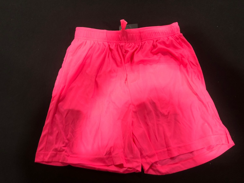 Photo 2 of [Size  Small] DEMOZU Men's 5 Inch Running Tennis Shorts Quick Dry Athletic Workout Gym Shorts with Pockets Neon Pink