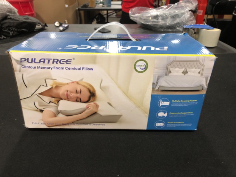 Photo 2 of [Queen] Pulatree Cervical Pillow for Neck Pain Relief, Cradle Design Odorless Contour Memory Foam Pillows, Orthopedic Bed Pillows for Sleeping Softcase Ergonomic Support for Side Back Stomach Sleepers (Queen)
