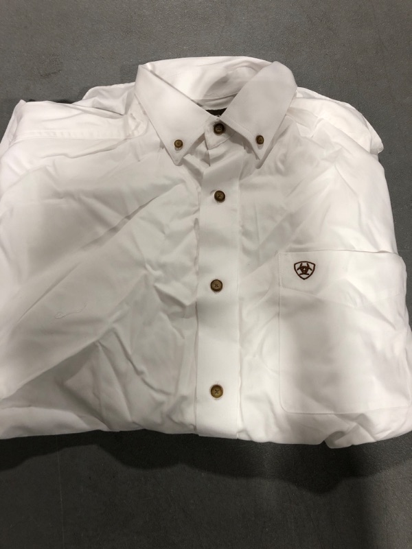 Photo 2 of ARIAT Solid Twill Classic Fit Shirt-Men's Long Sleeve Western Button-Down Large White