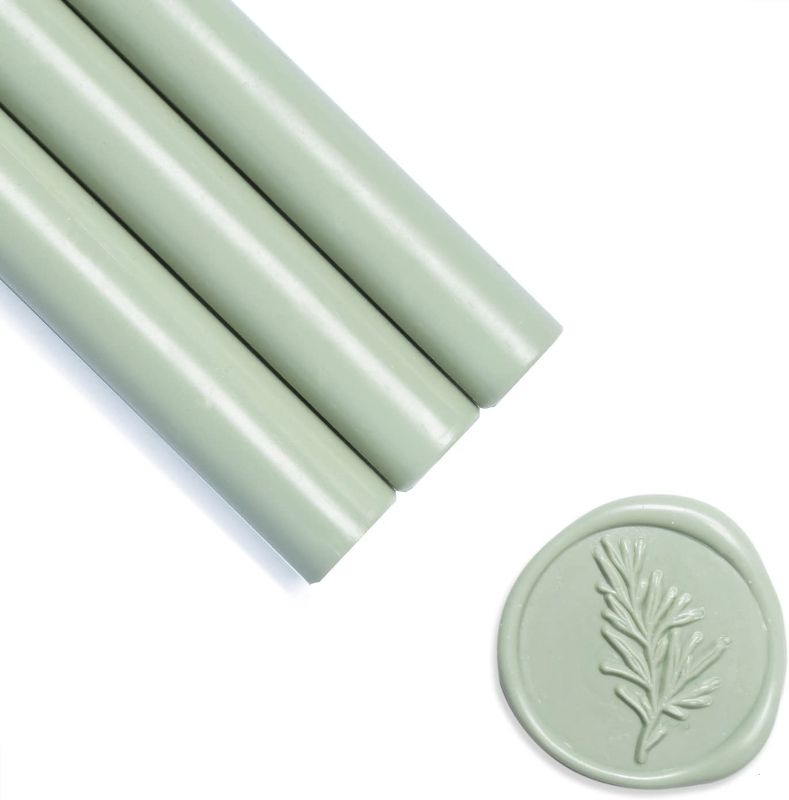 Photo 1 of .UNIQOOO Mailable Glue Gun Sealing Wax Sticks for Wax Seal Stamp - Sage Green, Great for Wedding Invitations, Cards Envelopes, Snail Mails, Wine Packages, Gift Ideas, Pack of 8
