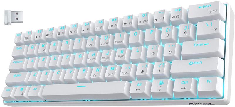 Photo 1 of RK ROYAL KLUDGE RK61 Wireless 60% Triple Mode BT5.0/2.4G/USB-C Mechanical Keyboard, 61 Keys Bluetooth Mechanical Keyboard, Compact Gaming Keyboard with Software (Hot Swappable Blue Switch, White)
