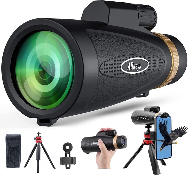 Photo 1 of Allkeys HD Monocular Telescope, 16x55 High Power Monocular for Adults with BAK4 Prism & FMC Lens, Day & Low Night Vision, Waterproof Monocular with Upgraded Folding Tripod - Suitable for Bird Watching