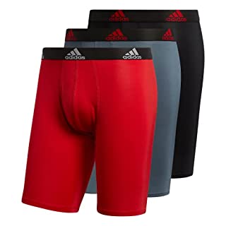 Photo 1 of adidas Men's Performance 3-Pack Long Boxer Brief, Scarlet Red/Black/Onix Grey, Large
