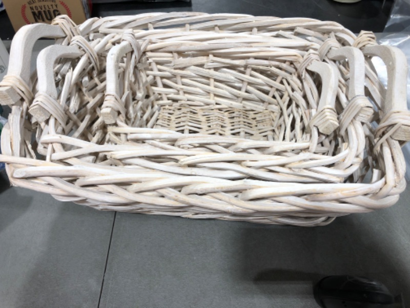 Photo 1 of 3 Piece Wicker Baskets for Storage, Nesting Storage Baskets for Shelves (white)

