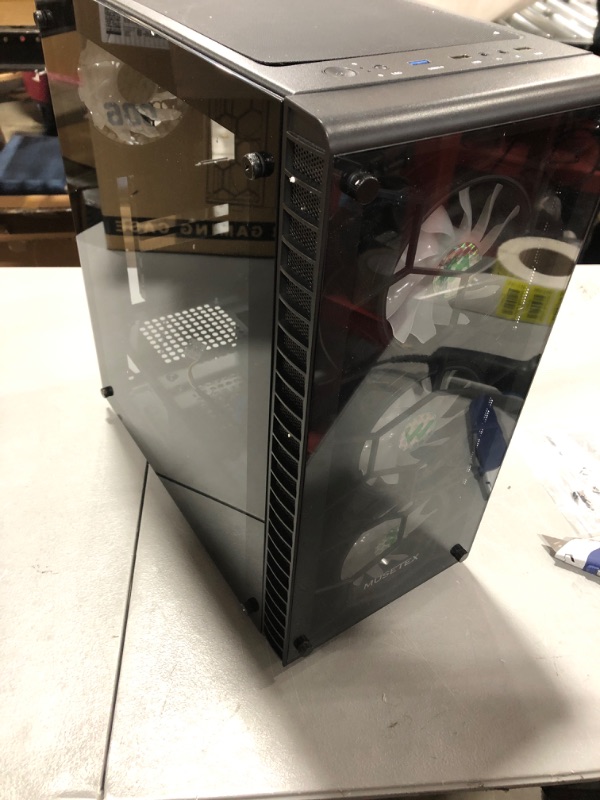 Photo 1 of MUSETEX ATX PC Case Pre-Installed 6Pcs 120mm ARGB Fans, Computer Gaming Case with Tempered Glass Side & Front Panels, Metal Honeycomb Mesh, USB3.0, S6-B S6-B Black