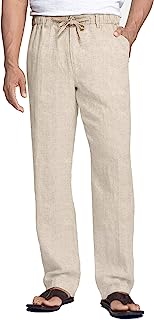 Photo 1 of Coofandy Men's Casual Linen Pants Elastic Waist Drawstring Cotton Trousers - Sz Large
