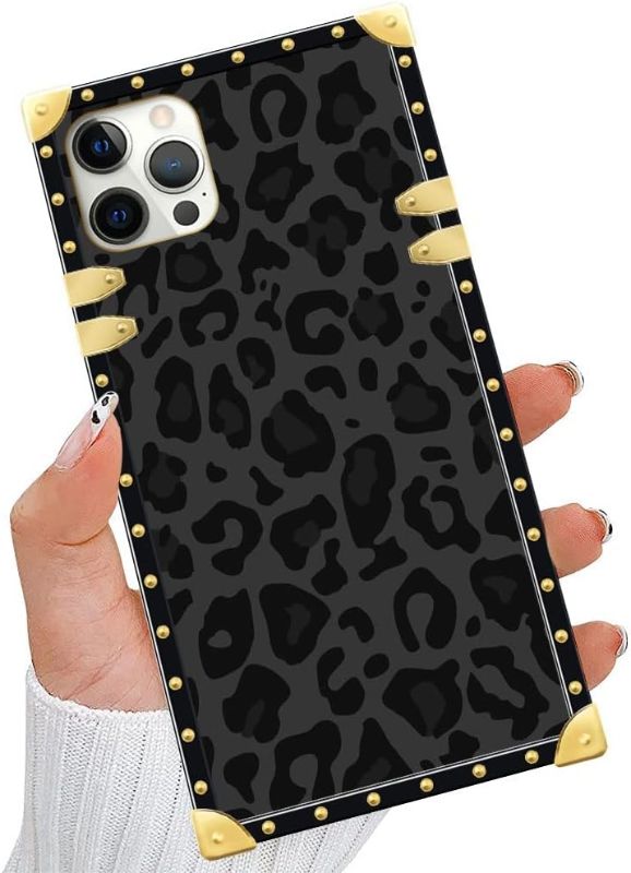 Photo 1 of ZIYE Case for iPhone 14 Pro Max Case Square Gray Black Leopard Golden Luxury Metal Decoration Corners Shockproof TPU Bumper Durable PC Layer Protective Phone Cover-6.7 Inch https://a.co/d/d0u8pej