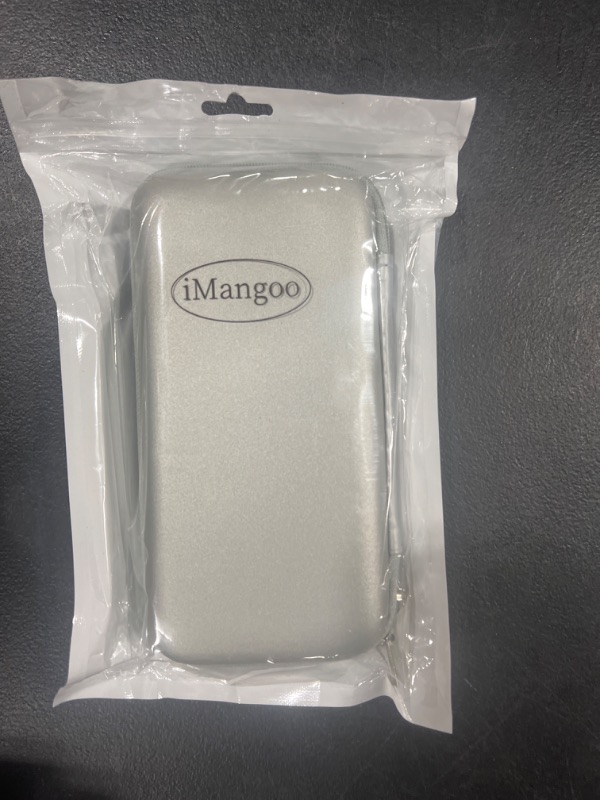 Photo 2 of iMangoo Shockproof Carrying Case Hard Protective EVA Case Impact Resistant Travel 12000mAh Bank Pouch Bag USB Cable Organizer Earbuds Pocket Accessory Smooth Coating Zipper Wallet Silver