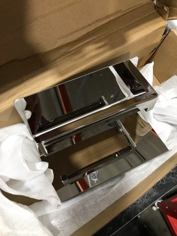 Photo 1 of 4-Piece Bathroom Hardware Set Chrome Bath Towel Bar Holder Sets Wall Mounted Stainless Steel Square Bathroom Accessory Kit, Polished Chrome 23.6 Inch Polished Chrome 4-Pieces Set-B