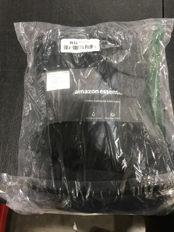 Photo 2 of Amazon Essentials Men's Cotton Half Cushioned Ankle Socks, 10 Pairs 10 Black 12-14