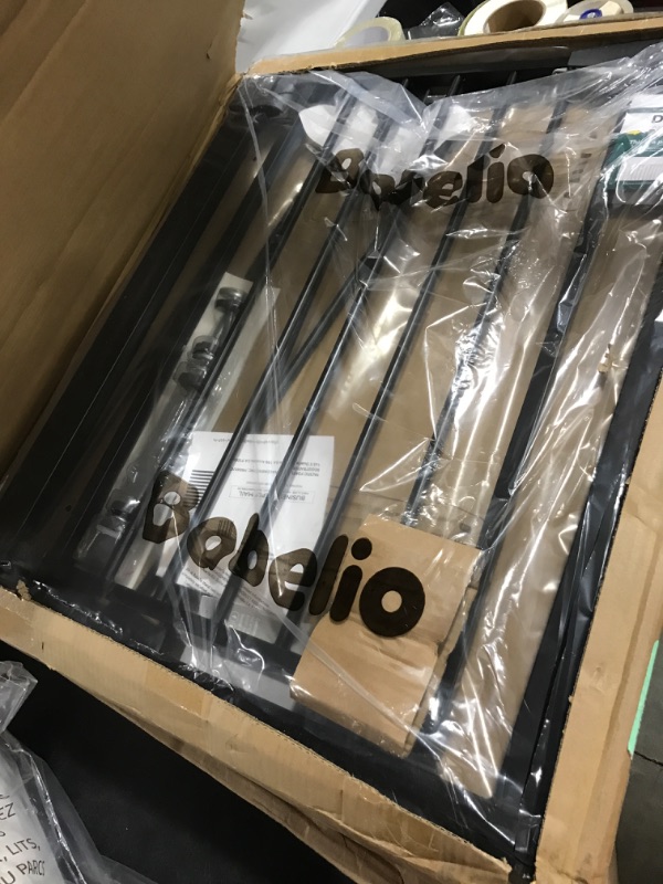 Photo 1 of BABELIO 26-40 Inch Easy Install Extra Wide Pressure Mounted Metal Baby Gate, No Drilling, No Tools Required, with Wall Protectors and Extenders (Black) Black 26-40 Inch (Pack of 1)