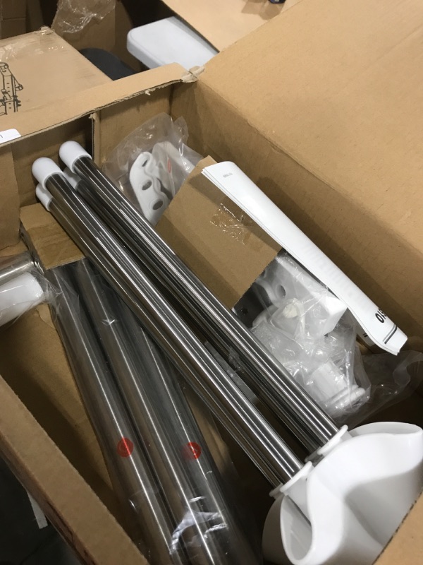 Photo 1 of SONGMICS Clothes Drying Rack, 59.6” High Folding Laundry Drying Rack with 3 Rotatable Arms for Hangers, 4 Legs, Stainless Steel, for 27 Pieces of Clothes, White and Silver ULLR510W01