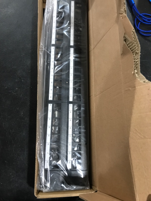 Photo 2 of 2U 48 Ports Blank Patch Panel Unload Modular Patch Panel Blank Frame with Cable Manager Bar Blank UTP/48 Port