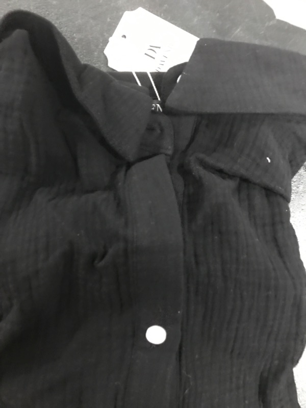 Photo 2 of Davenil Women Button Down Shirts Cotton Linen Casual Collar Blouses A1 Short Black Large
SIZE L