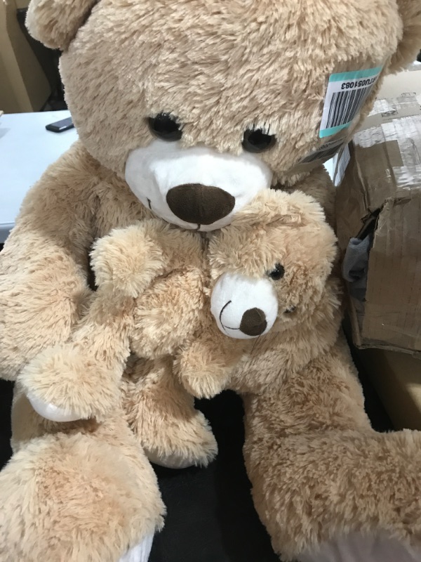 Photo 2 of MorisMos Giant Teddy Bear Mommy and Baby Bear Soft Plush Bear Stuffed Animal for Teddy Bear Baby Shower,Tan,39 Inches