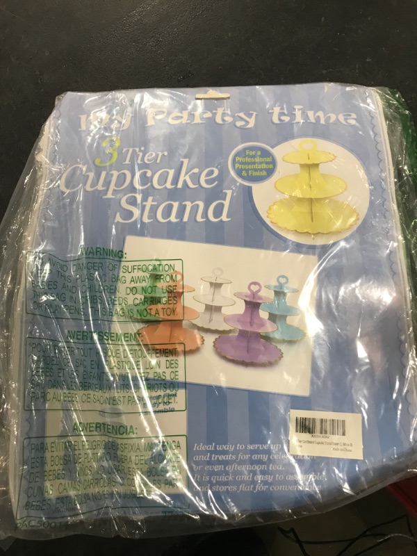 Photo 1 of 3-Tier Cardboard Cupcake Stand/Tower (2, White B) 2 White B