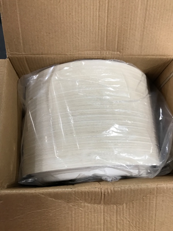 Photo 2 of 150 Pack Compostable Disposable Paper Plates 10 inch Super Strong Paper Plates 100% Bagasse Natural Biodegradable Eco-Friendly Sugarcane Plates(white) 10 in White