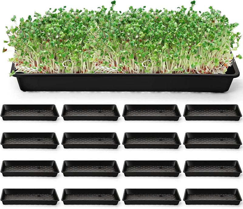 Photo 1 of 19 Pack Mesh Bottom Trays, Seedling Starter Trays Heavy Duty Microgreens Growing Trays for Microgreen Plant Seed Germination, 11 x 21 Inch 