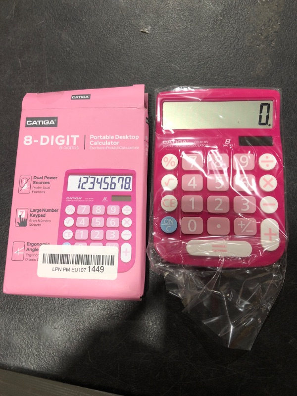 Photo 2 of CATIGA CD-8185 Office and Home Style Calculator - 8-Digit LCD Display - Suitable for Desk and On The Move use. (Pink)