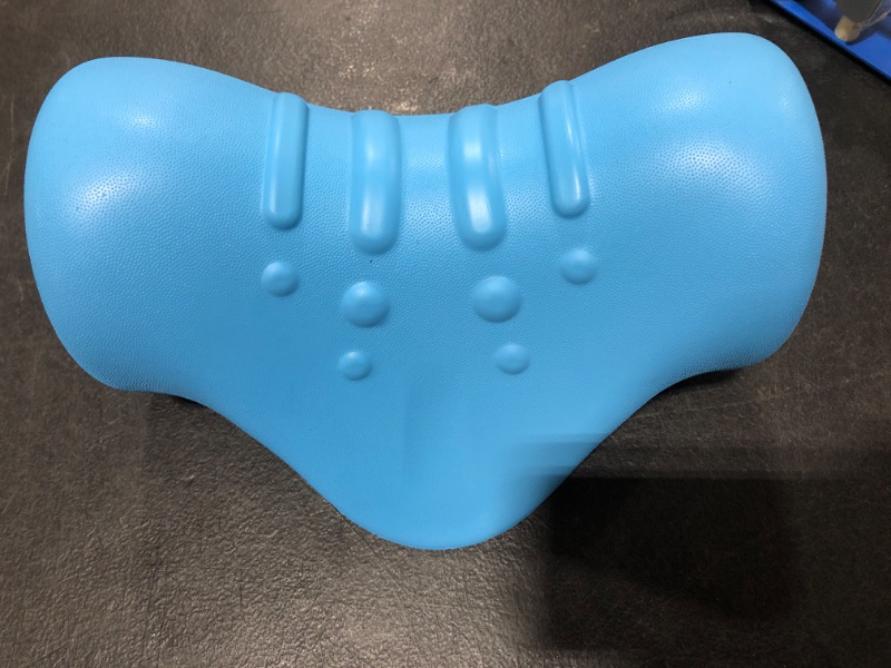 Photo 2 of ABQ Neck Stretcher for Neck Pain Relief, Neck&Shoulder Relaxer Cervical Traction Device for TMJ Pain Relief, Cervical Spine Alignment Chiropractic Pillows with Massage Point (Blue)