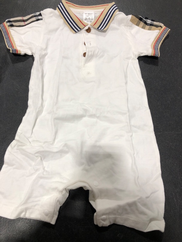 Photo 1 of Baby Boys Romper Overalls Short Sleeve Cotton Clothes One Piece Playwear White 6-9 M