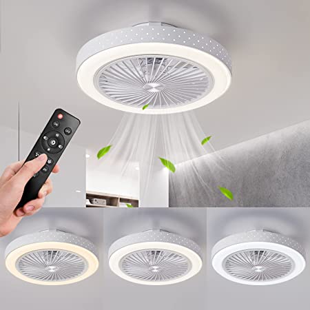 Photo 1 of 22 inch Modern Acrylic Ceiling Fan Light LED Invisible Bladeless Fan Chandelier with Remote,Modern Acrylic Bladeless