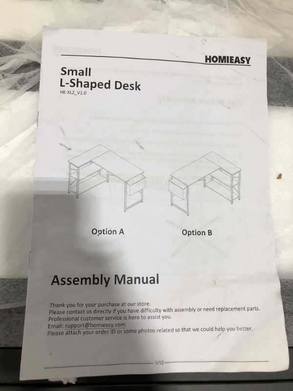 Photo 3 of Homieasy Small L Shaped Computer Desk, 47 Inch L-Shaped Corner Desk with Reversible Storage Shelves