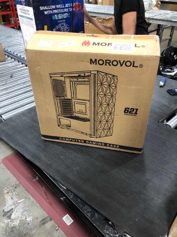 Photo 3 of MOROVOL ATX PC Case Pre-Installed 4PCS RGB Fans, Airflow Mid-Tower Gaming case with Diamond-Shaped Mesh Front & Tempered Glass Side Panel, Computer Case (621-N4)