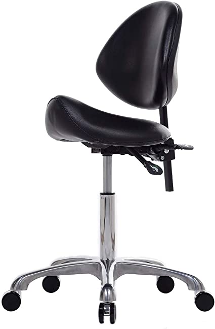 Photo 1 of Hydraulic Saddle Rolling Adjustable, Heavy-Duty (350 lbs) Stool Chair for Beauty Salon Massage Dental Clinic Office(with Backrest,Black)