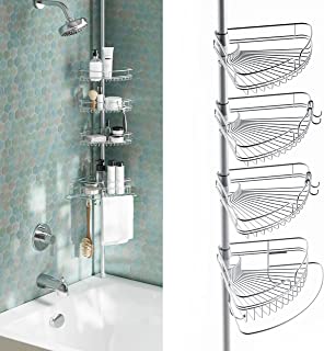 Photo 1 of  Rust-Resistant Corner Shower Caddy for Bathroom, 4 Adjustable Shelves with Towel Bar and Hooks, with Tension Pole, for Bath and Shower Storage, 60-97 Inch, Chrome

