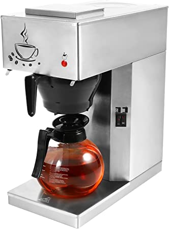 Photo 1 of Restlrious Commercial Coffee Maker 12-Cup Drip Coffee Machine, Automatic Pour Over Coffee Brewer with 2 Warmer Pad and 1 Glass Decanter in 1.8QT Capacity, Stainless Steel Cafetera Silver
