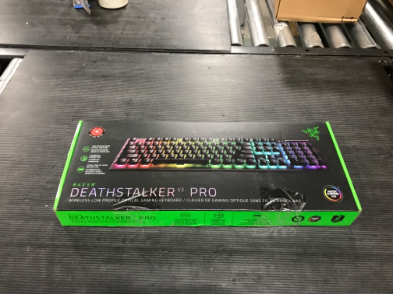 Photo 3 of Razer DeathStalker V2 Pro Wireless Gaming Keyboard: Low-Profile Optical Switches - Linear Red - HyperSpeed Wireless & Bluetooth 5.0-40 Hr Battery - Ultra-Durable Coated Keycaps - Chroma RGB DeathStalker V2 Pro Linear Optical Switch