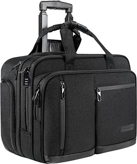 Photo 1 of VANKEAN 17.3 Inch Rolling Laptop Bag Women Men with RFID Pockets, Stylish Carry on Briefcase Laptop Case Waterproof Overnight Rolling Bags, Laptop Bags for Travel/Work/School/Business, Black
