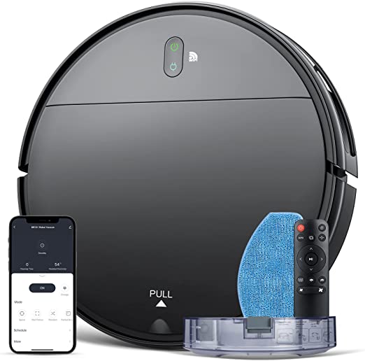 Photo 1 of Robot Vacuum and Mop Combo, WiFi/App/Alexa, Robotic Vacuum Cleaner with Schedule, 2 in 1 Mopping Robot Vacuum with Watertank and Dustbin, Self-Charging, Slim, Ideal for Hard Floor, Pet Hair, Carpet
