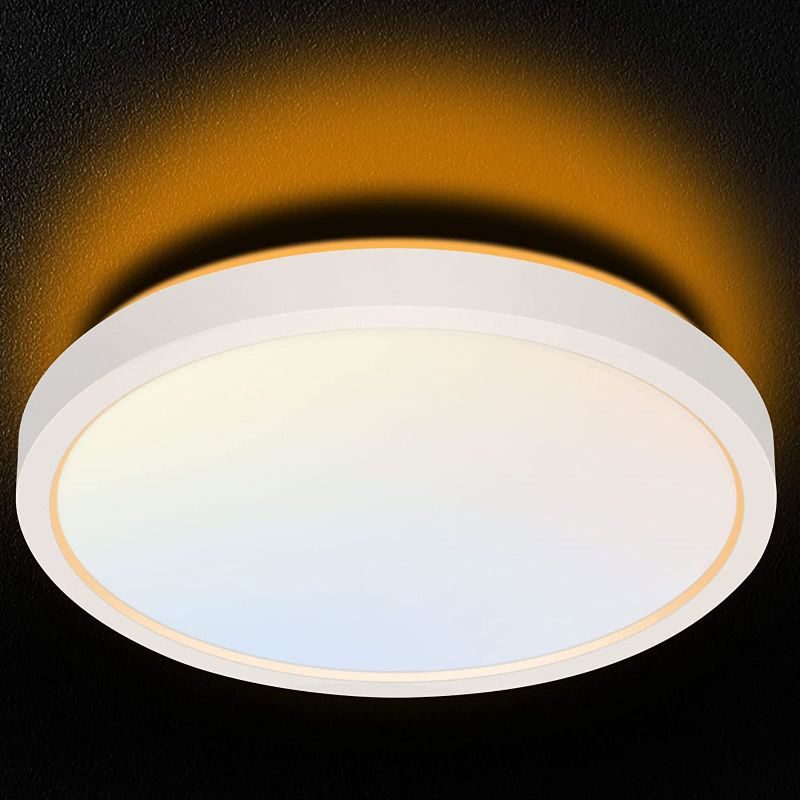 Photo 1 of 18 Inch LED Flush Mount Ceiling Light with Night Light (5W 2000K), 32W, 3200lm, 3000K/4000K/5000K Selectable, Dimmable Round Flat Panel Light