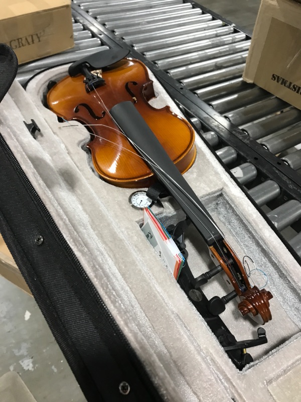 Photo 2 of Violin 4/4 Full Size Set,Kmise Solid Wood Fiddle for Adults Beginners Students Kids,with Hard Case with Hygrometer,Violin Bow,Shoulder Rest,Rosin,Extra Strings