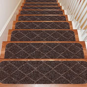 Photo 1 of 7 PIECE BROWN RECTANGLE STAIR RUGS - SIZE UNKNOWN