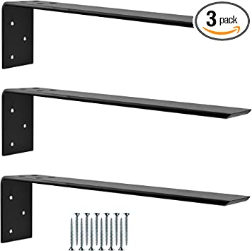 Photo 1 of 15" MAXTITE L-Shaped Counter Top Support Bracket Set of 3 with 12 Screws in Black
