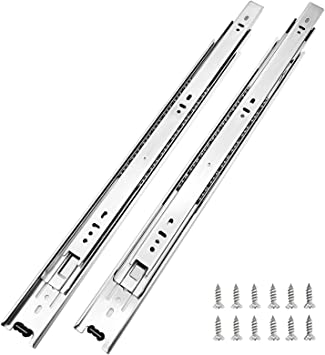 Photo 1 of 2 Pairs of 18 Inch Hardware 3-Section Full Extension Ball Bearing Side Mount Drawer Slides,100 LB Capacity Drawer Slide
