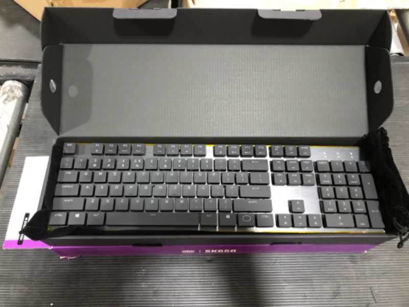 Photo 3 of Cooler Master USB Type-C (Keyboard Side), USB 2.0 Type A (Computer Side) Sk-650-Gklr1-US SK650 Mechanical Keyboard with Cherry MX Low Profile Switches In Brushed Aluminum Design,BlacK Layout,Full

