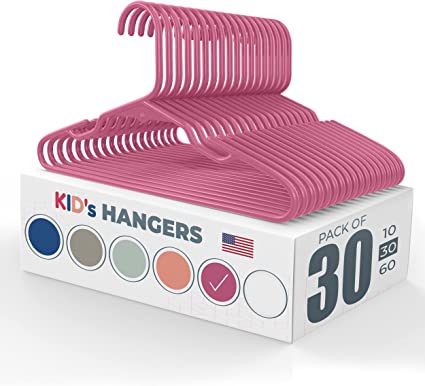 Photo 1 of Neaties Kids Hangers Plastic Pink (10, 30, 60, 120 Packs) Non-Slip Toddler Kid & Baby Hangers for Closet, Slim Children's Hangers for Clothes with Notches, Best Kids Plastic Hangers (30 Pack)
