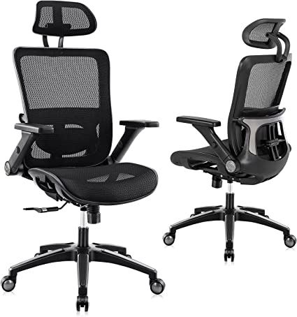 Photo 1 of Office Chair Ergonomic Mesh Chair High Back Computer Desk Chair with 3D Armrest Adjustable Lumbar Support and Headrest Receling Chair, Black
