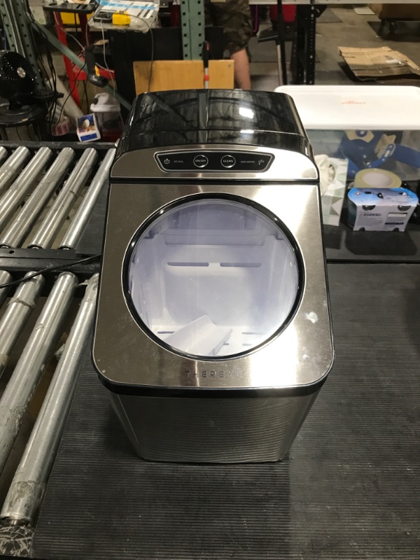 Photo 1 of Thereye Countertop Nugget Ice Maker, Pebble Ice Maker Machine, 30lbs Per Day, 2 Ways Water Refill, 3Qt Water Reservoir & Self-Cleaning, Stainless Steel Finish Ice Machine for Home Office Bar Party
