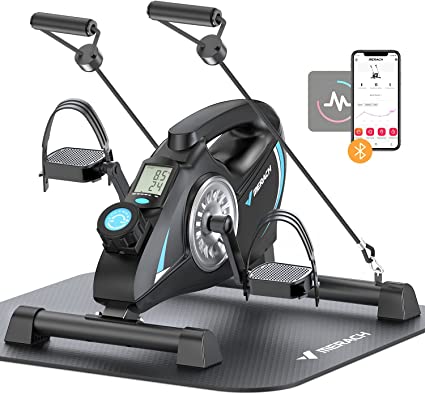 Photo 1 of Under Desk Bike Pedal Exerciser, Quiet Magnetic Mini Exercise Bike with MERACH App for Arm, Leg Recovery, Physical Therapy, Smooth Foot Desk Cycle with 2 Resistance Bands & Non-Slip Mat
