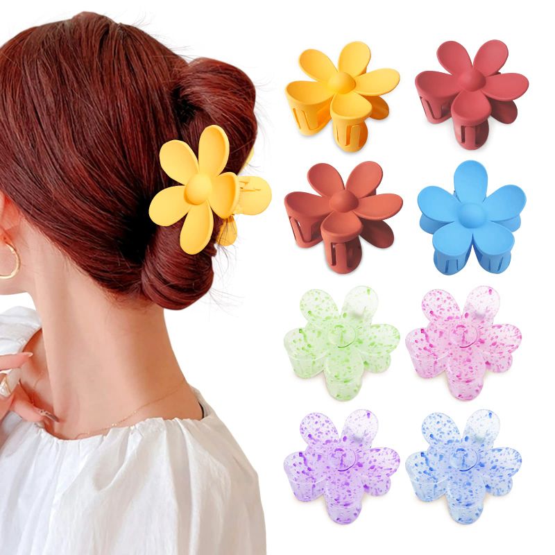 Photo 1 of 8 PCS Flower Hair Clips,Large Flower Claw Clip Cute Flower Clip Non Slip Matte hair Clip,Hawaiian Flower Hairpin Accessories Suitable For Women'S Fine Hair And Thick Hair (8 Colors)