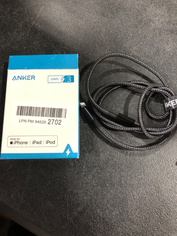 Photo 2 of Anker New Nylon USB-C to Lightning Charging Cord for [3.3ft MFi Certified] for iPhone 13 13 Pro 12 Pro Max 12 11 X XS XR 8 Plus, AirPods Pro, Supports Power Delivery (Black) https://a.co/d/by4zKzo